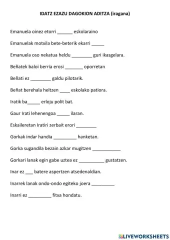 Aditz nagusiak iraganean