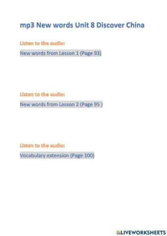 Discover china unit8 mp3