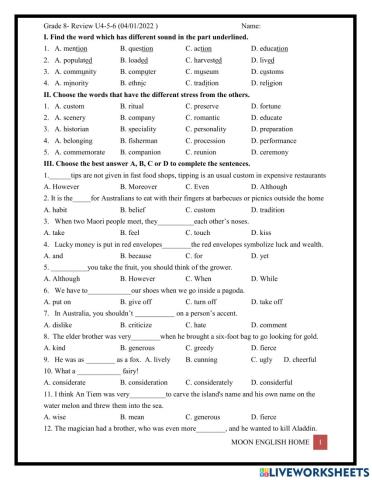 Grade 8- Review- Pollution