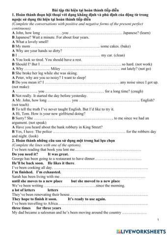 Hiện tại hoàn thành và Hiện tại hoàn thành tiếp diễn