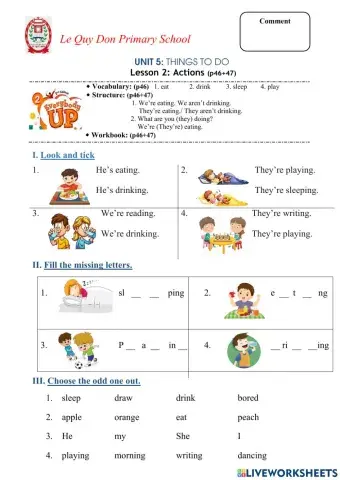Unit 5 Lesson 2 Things to do