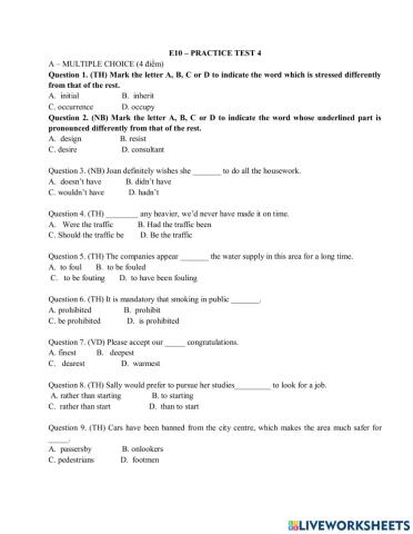 E10 - practice test 4