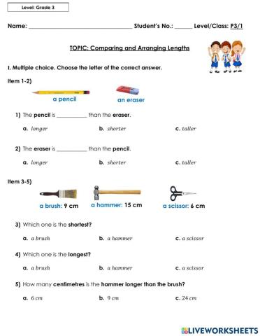 P3-1 Comparing and Arranging Lengths