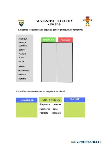 Sustantivos, géneros y números
