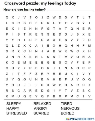 Feelings wordsearch