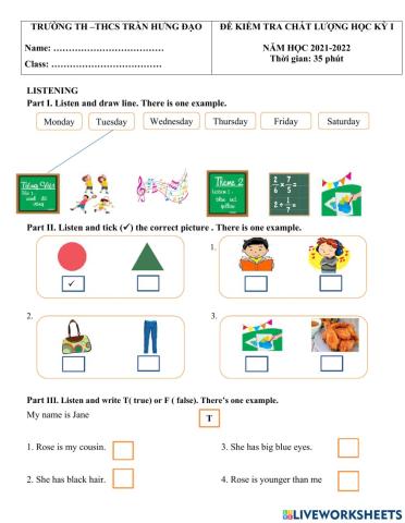Semester test 1 GRADE 4