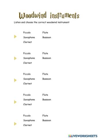 Woodwind instruments activity