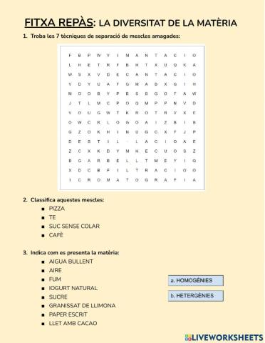 La diversitat de la matèria