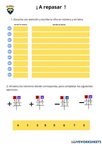 Identifico los números, sumo y resto