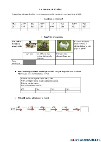 La ferma de păsări-adunare, scădere