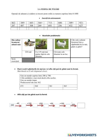 La ferma de păsări-adunare, scădere