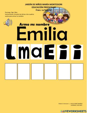 Armo mi nombre Emilia