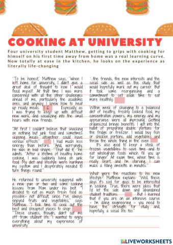 Cooking at university