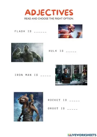 Adjectives superheroes