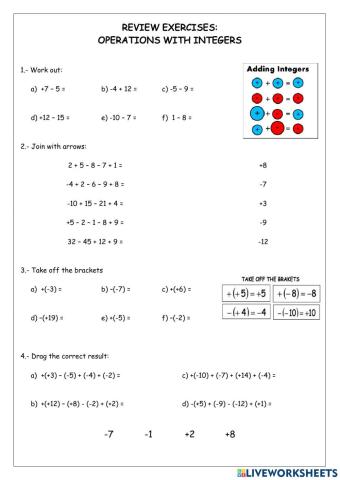 Operations with integers