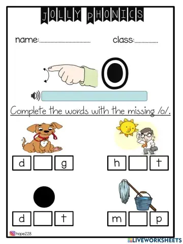 Jolly Phonics- o sound worksheet
