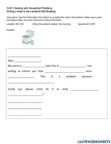 CLB 3 Dealing with Household Problems-Writing a Note to the Landlord