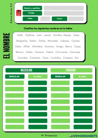 4º ud3 EL NOMBRE LENGUA