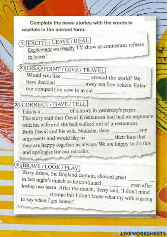 Verb pattterns and noun suffixes