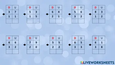 Sumas sin reagrupación