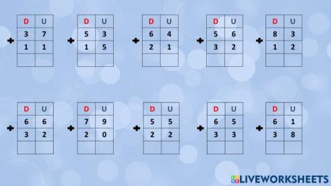 Sumas sin reagrupación