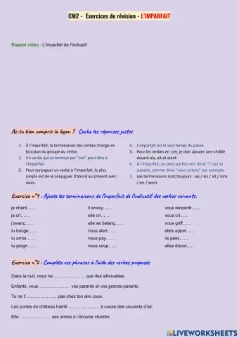 Révisions - l'imparfait