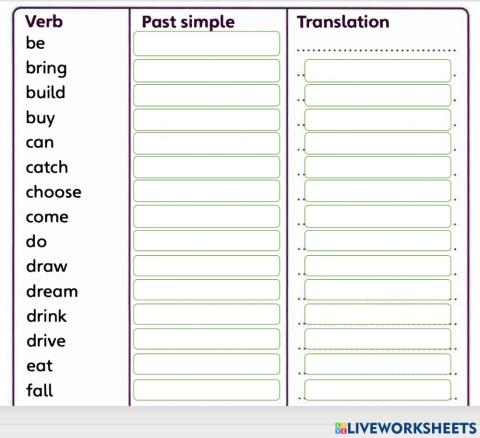 Irregular verbs