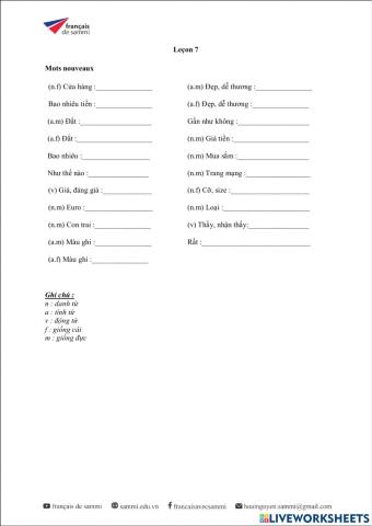 Le Nouveau Taxi 1 - Leçon 7 - Vocabulaire