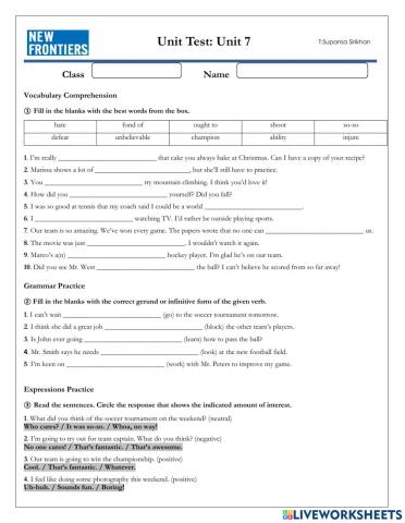 Unit 7 We Love Sports!