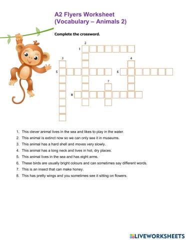 A2 Flyers Worksheet Vocabulary Animals 2