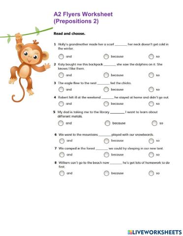 A2 Flyers Worksheet Prepositions 2