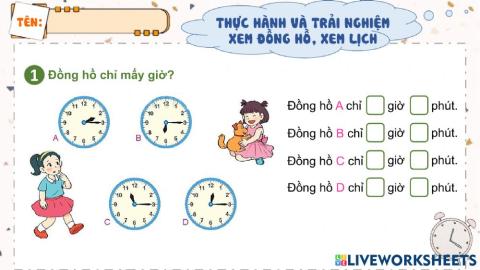 Thực hành và trải nghiệm xem đồng hồ, xem lịch