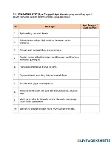 Ayat tunggal dan ayat majmuk