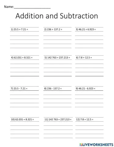 Addition and Subtraction