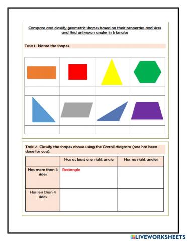 Reasoning about shapes and angles