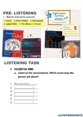 Listening activity- What time is it?