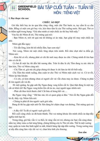 Tiếng Việt tuần 18