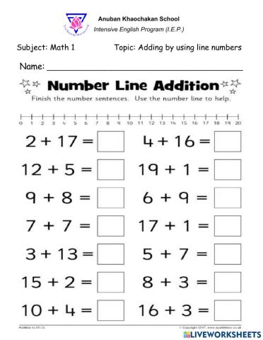 Adding by using line numbers (1-20)