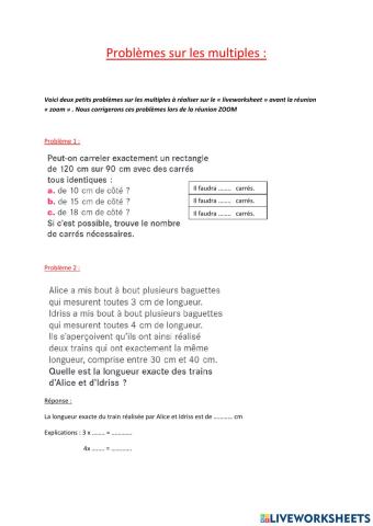 Problèmes multiples cm2