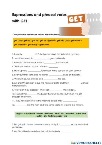 Expressions and Phrasal verbs with GET