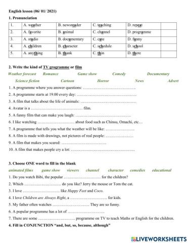 Group 5 - TV programme cont.