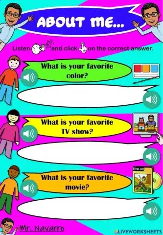 About Me... (Listen and click on the correct answer)