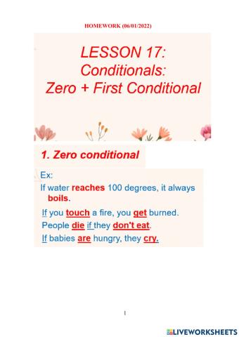 Conditionals: Zero + First Conditional