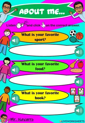 About Me... (Listen and click on the correct answer) 2