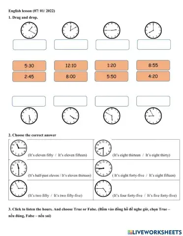 Grade 4.2 Review + telling the time