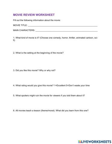 Blank Movie Review Template