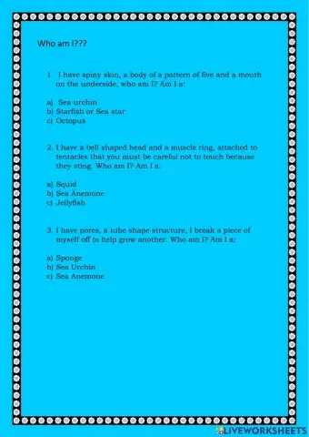 Sea Creatures Who am I