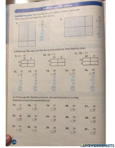 Math homework page 148