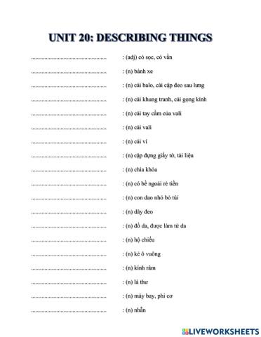 Unit 20 tastics basic