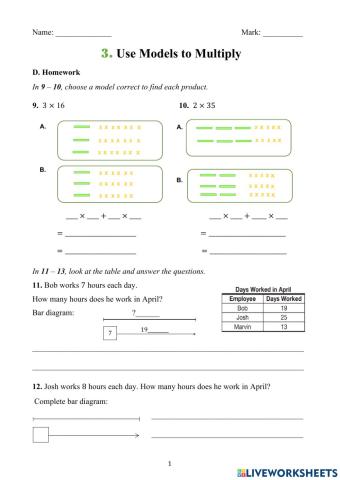 Use Models to Multiply (HW)